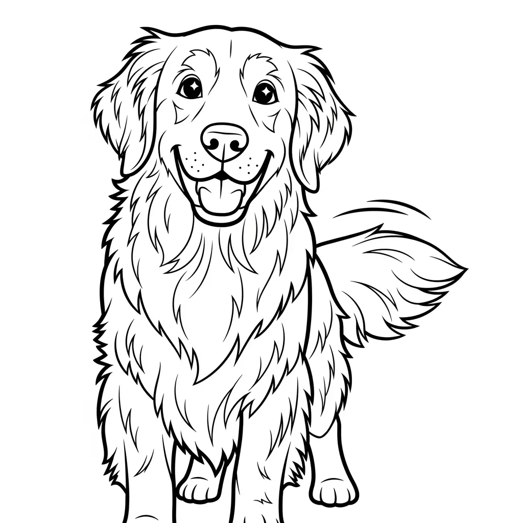 Desenho de Golden Retriever carinhoso para colorir
