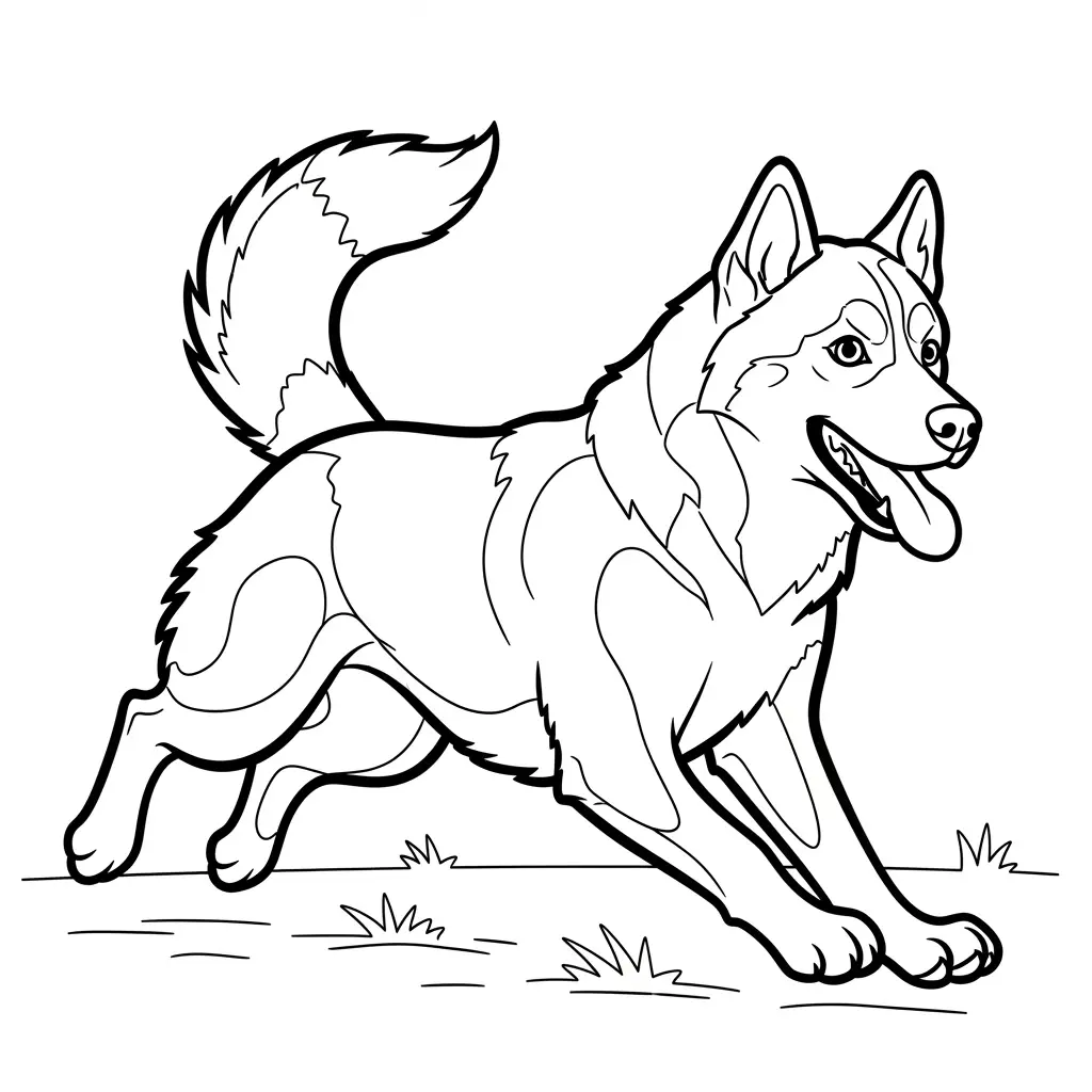 Desenho de Husky brincalhão para colorir