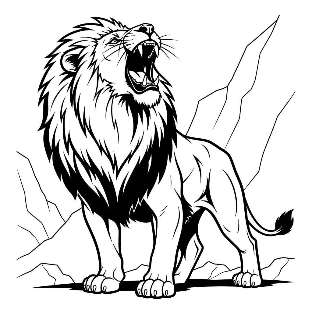 Desenho de Leão Bravo para colorir