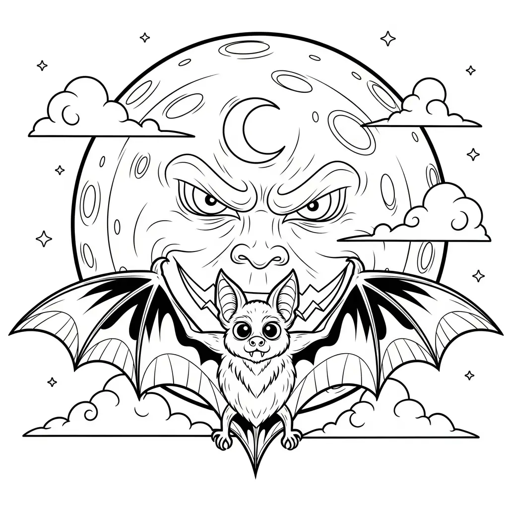 Desenho de Morcego de Halloween para colorir