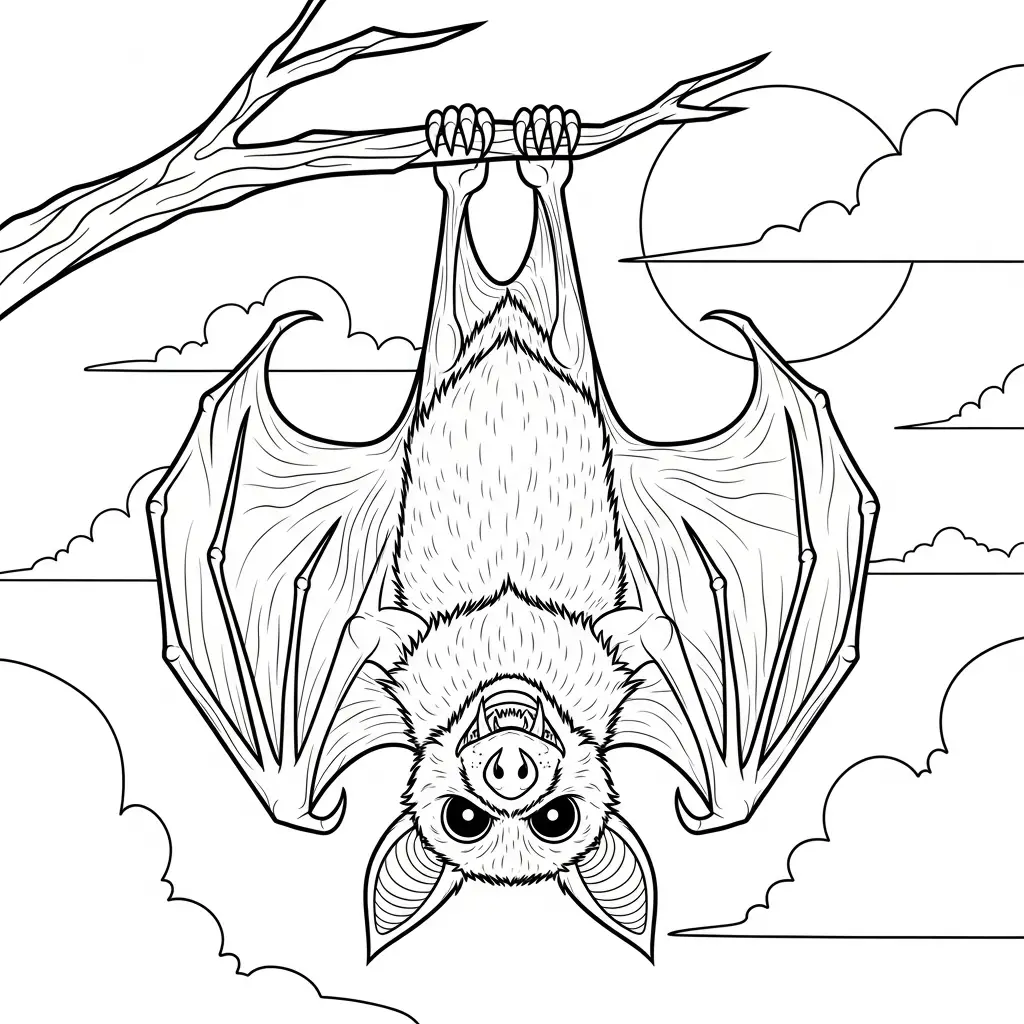 Desenho de Morcego macabro para colorir