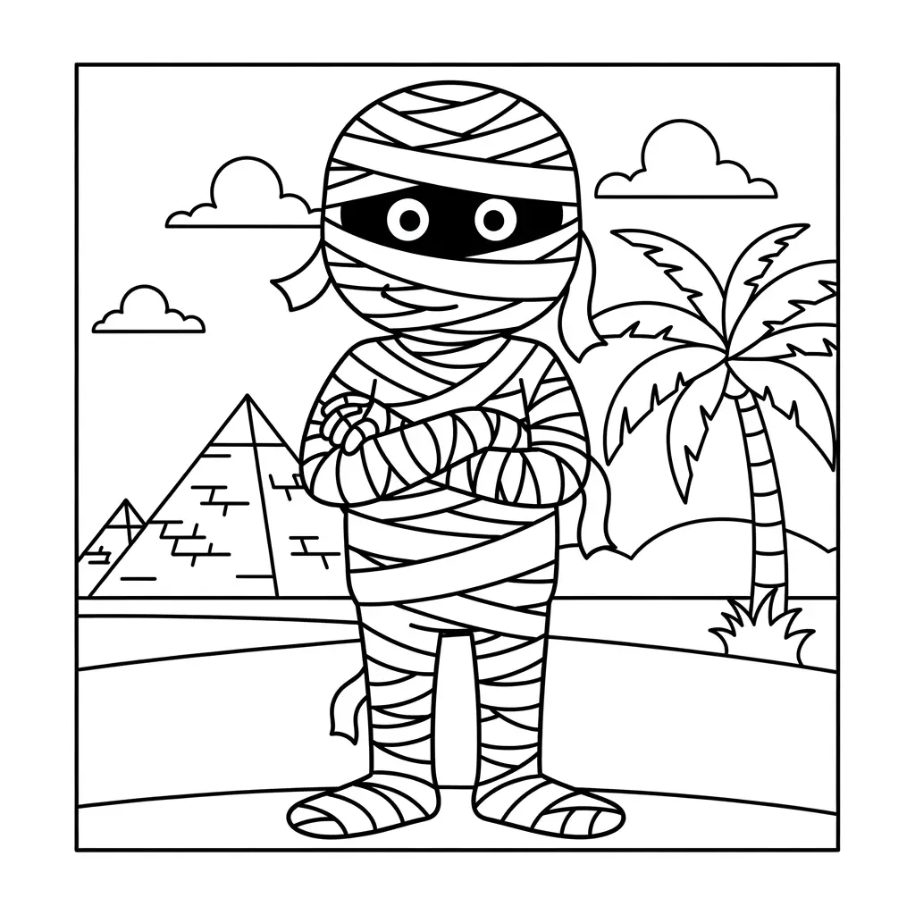 Desenho de Múmia Envolta em Faixas para colorir