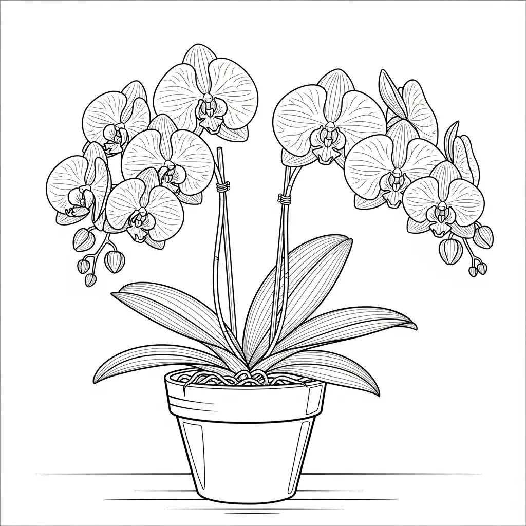 Desenho de Orquídeas para colorir
