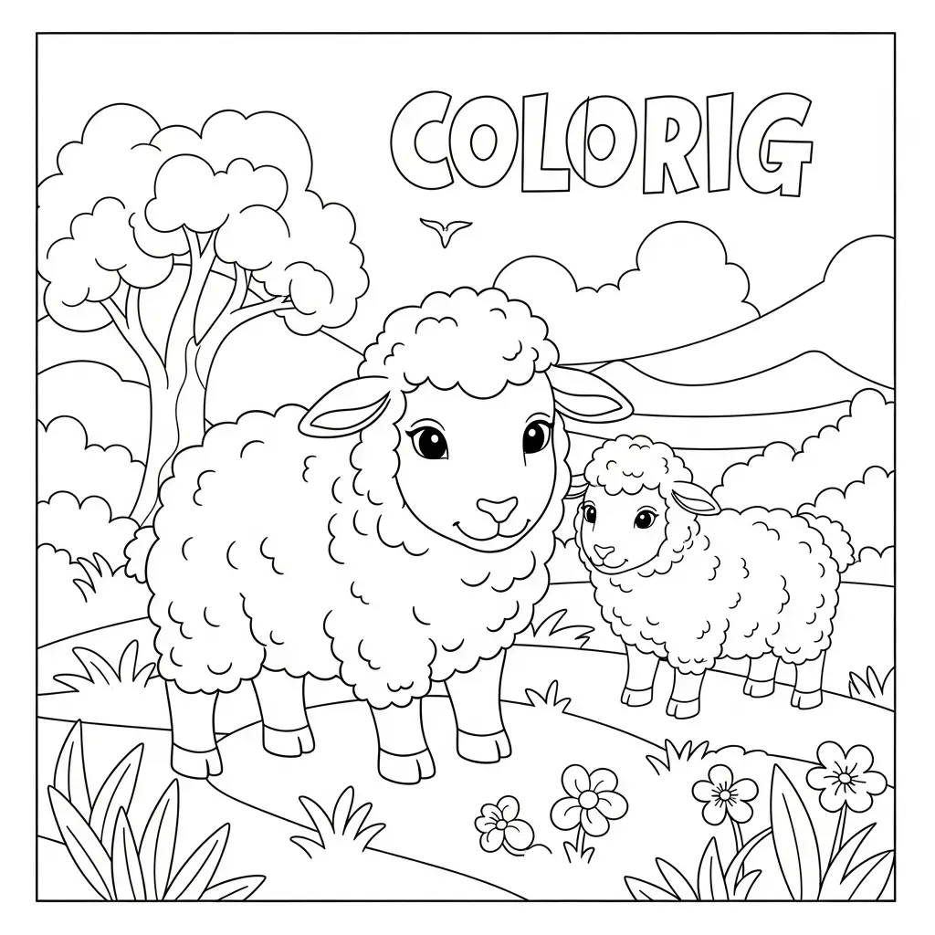Desenho de Ovelha Fofa para colorir
