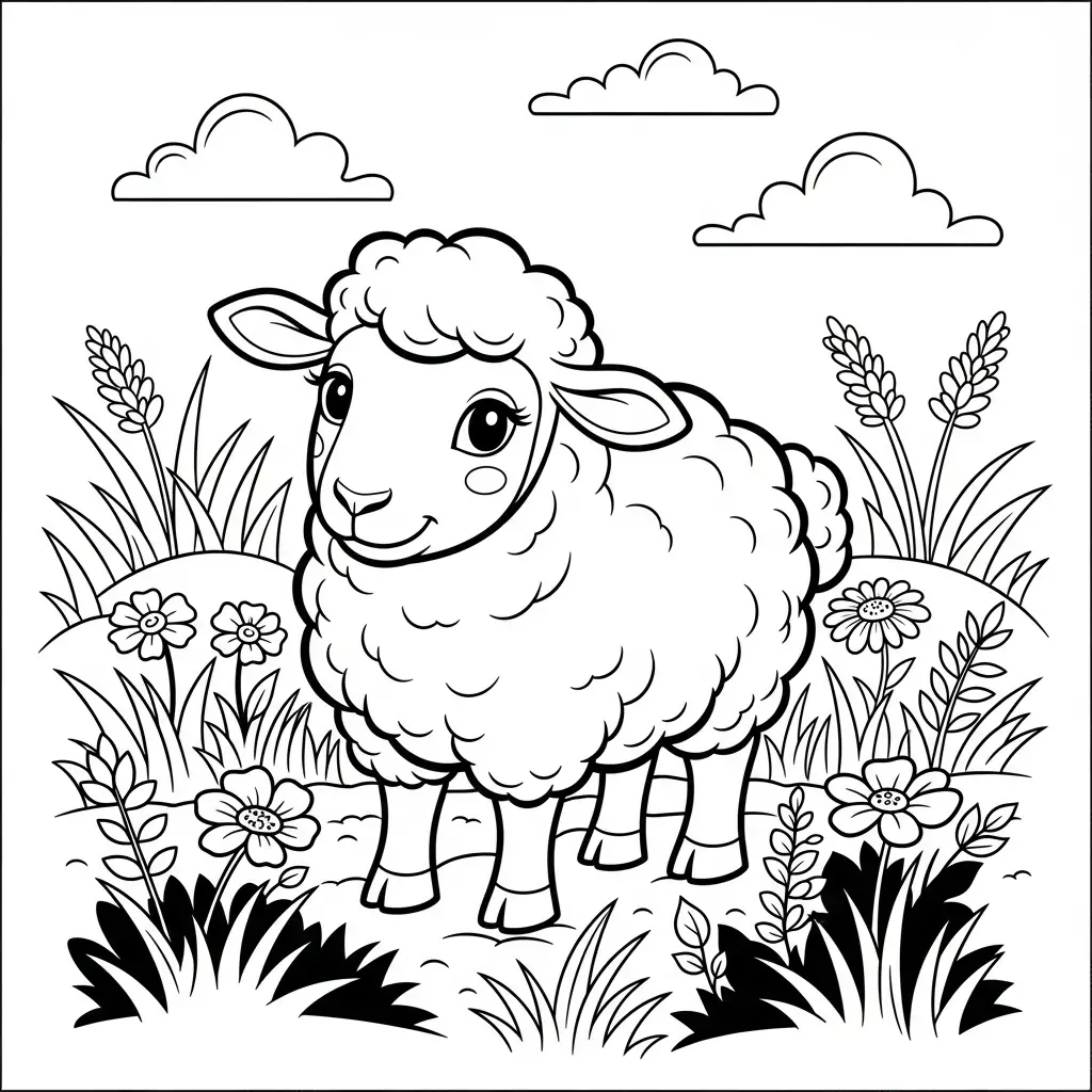 Desenho de Ovelha fofinha para colorir