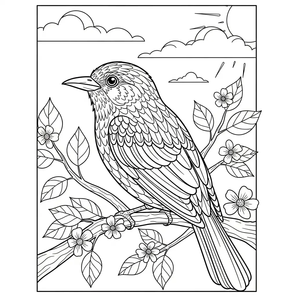 Desenho de Pássaro colorido para colorir