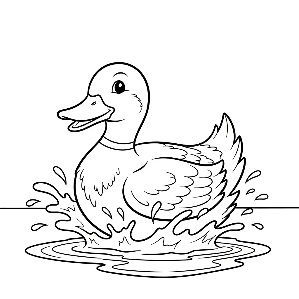 Desenho de Pato Brincando para colorir