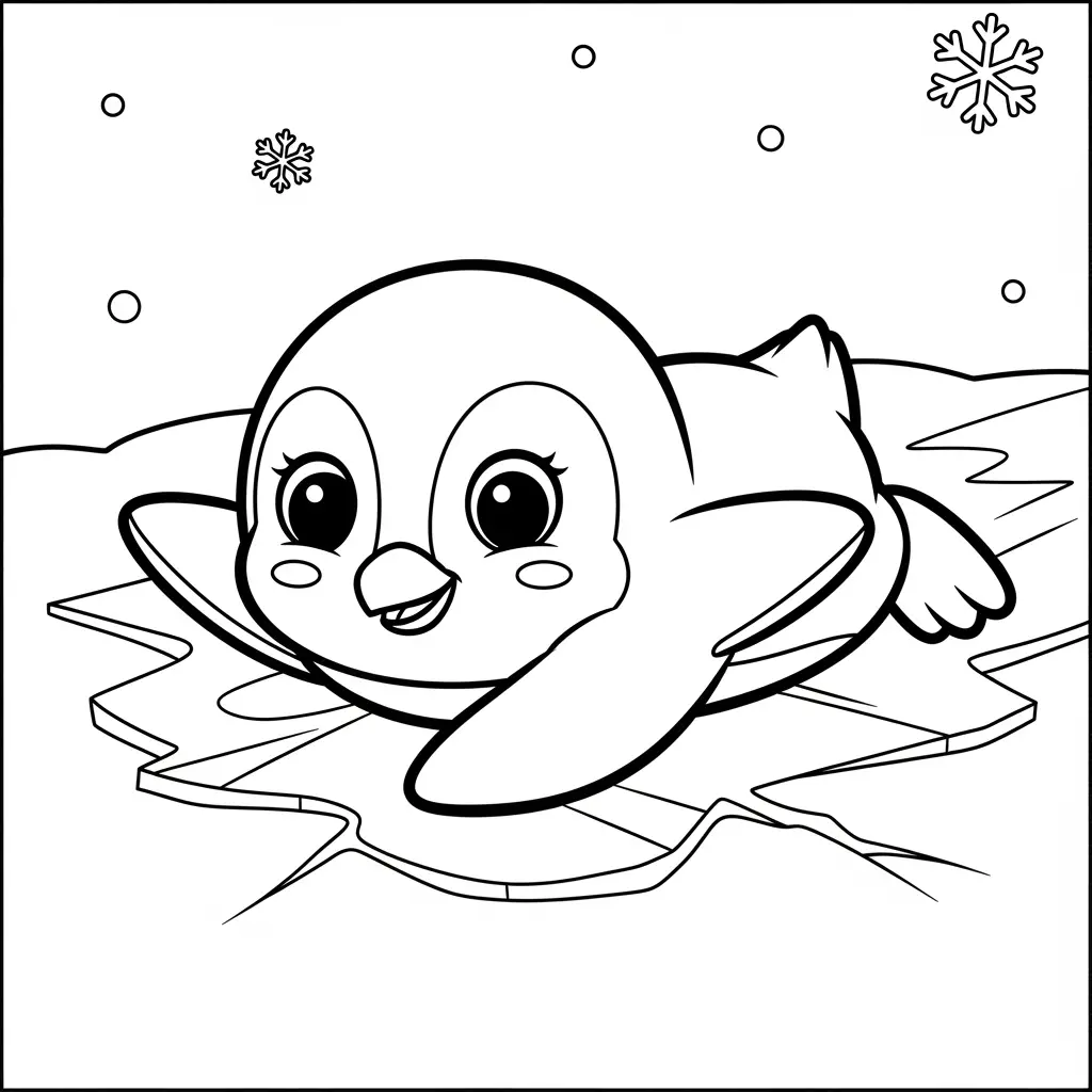Desenho de Pinguim Fofo para colorir