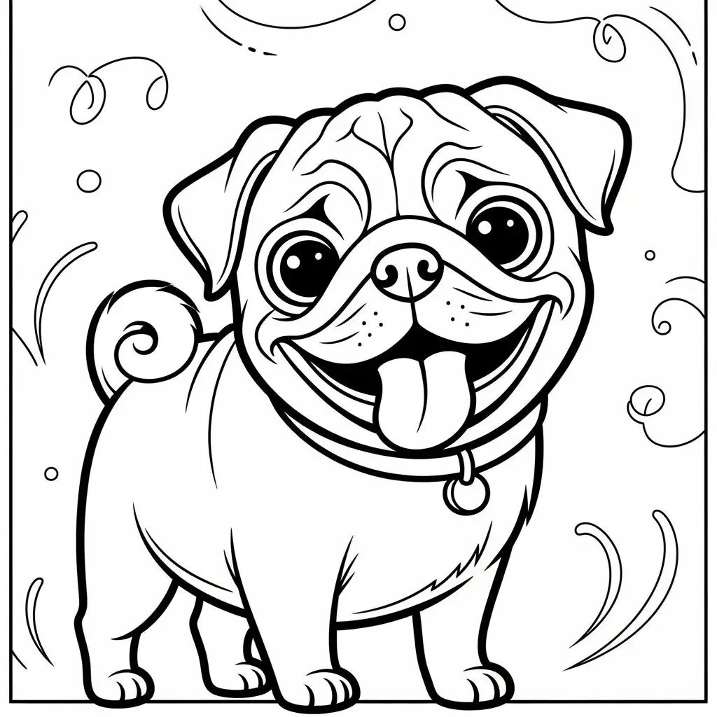 Desenho de Pug fofo para colorir