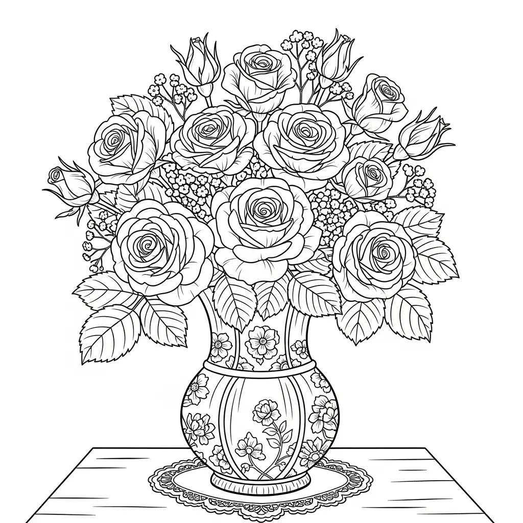 Desenho de Rosas para colorir