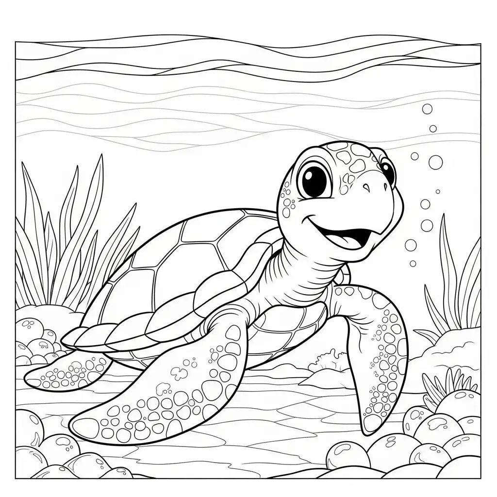 Desenho de Tartaruga Sorridente para colorir