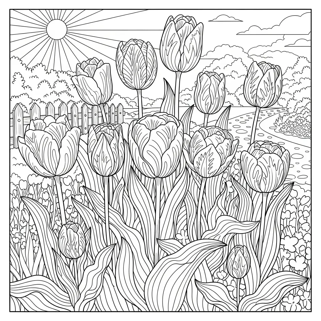 Desenho de Tulipas para colorir