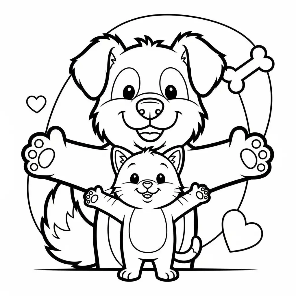 Desenho de cachorro abraços para colorir