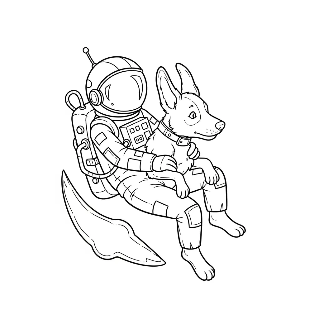 Desenho de cachorro do espaço para colorir