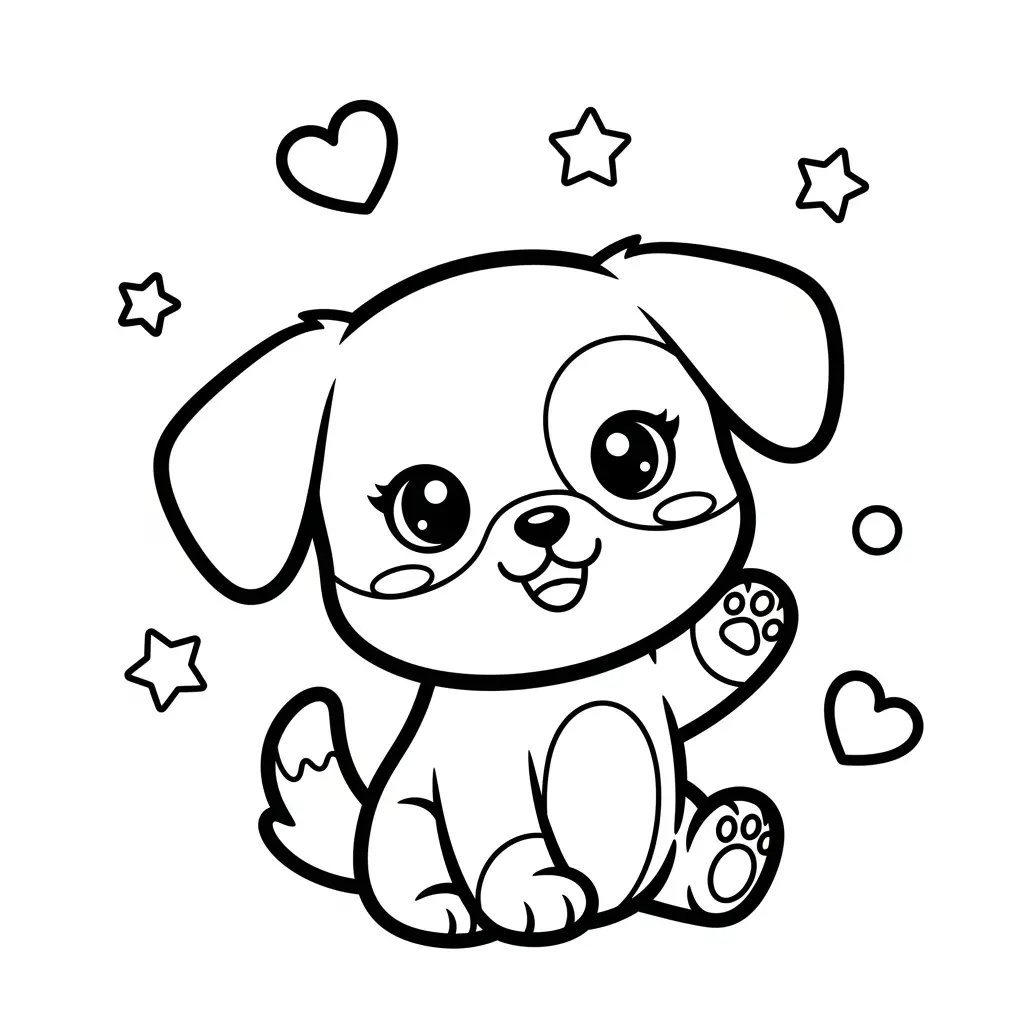 Desenho de cachorro kawaii para colorir