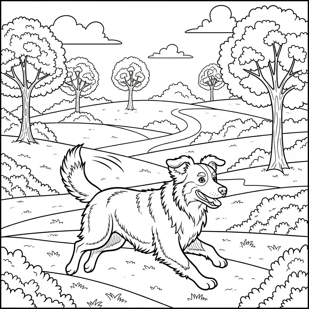 Desenho de cão correndo livre para colorir