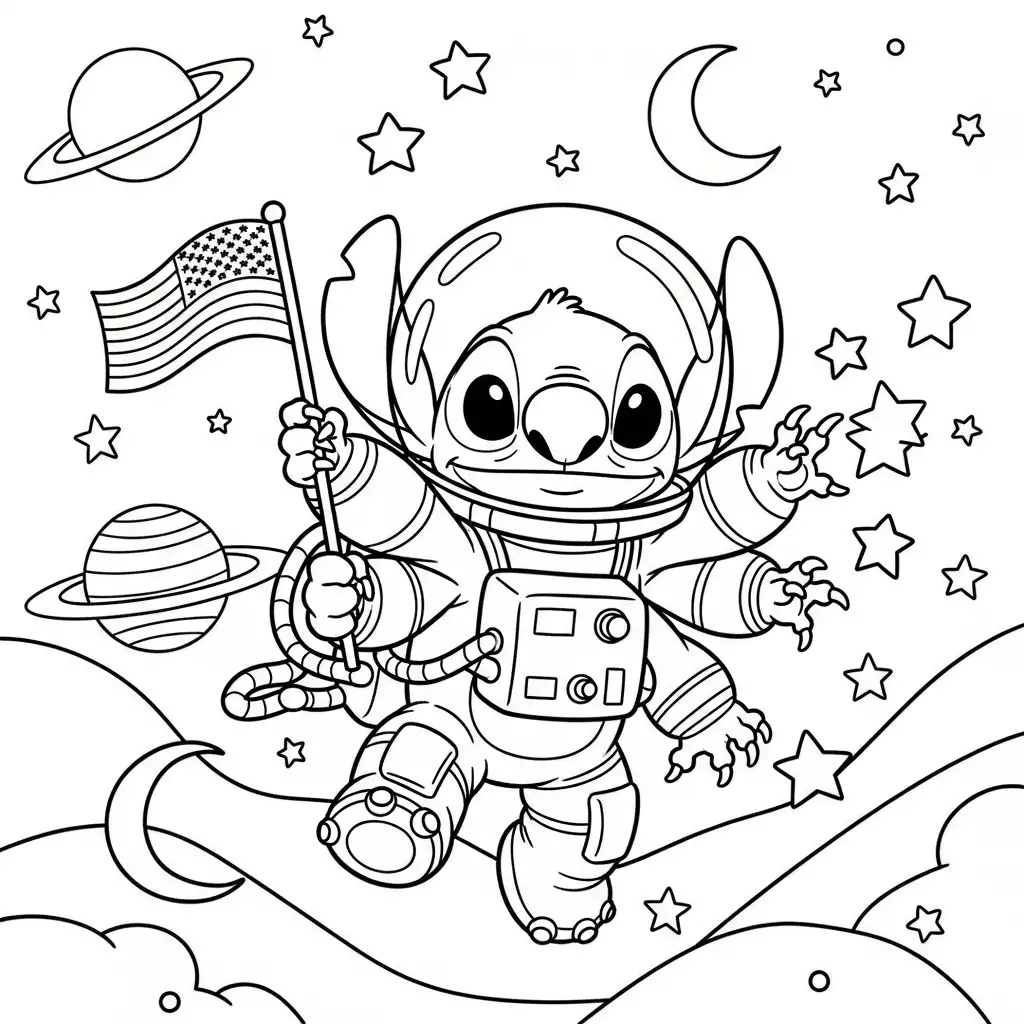 Desenho do Stitch astronauta para colorir