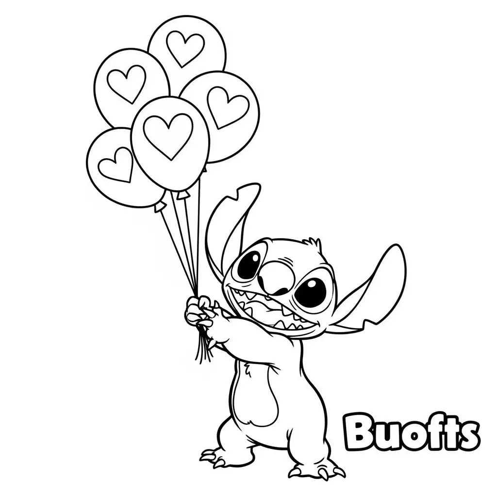 Desenho do Stitch com balões para colorir