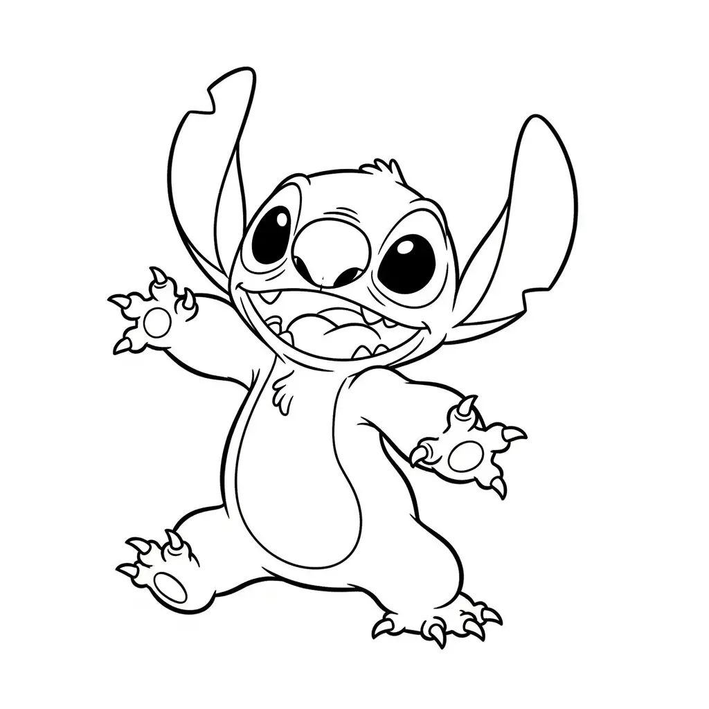 Desenho do Stitch e Lilo dançando para colorir