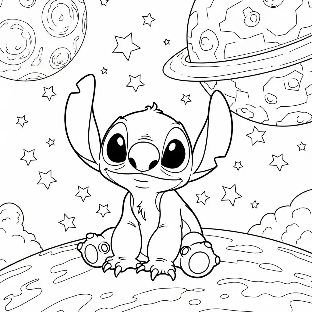 Desenho do Stitch e o espaço para colorir