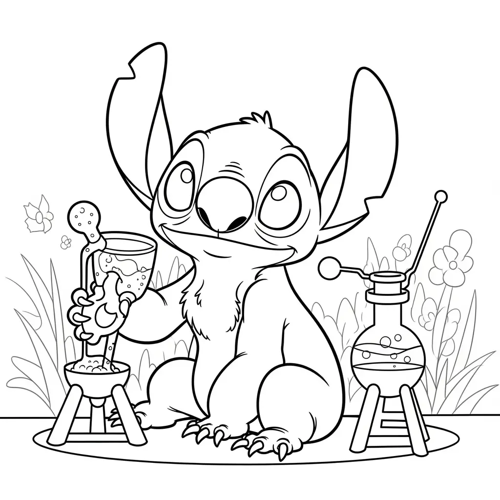 Desenho do Stitch e suas experiências para colorir