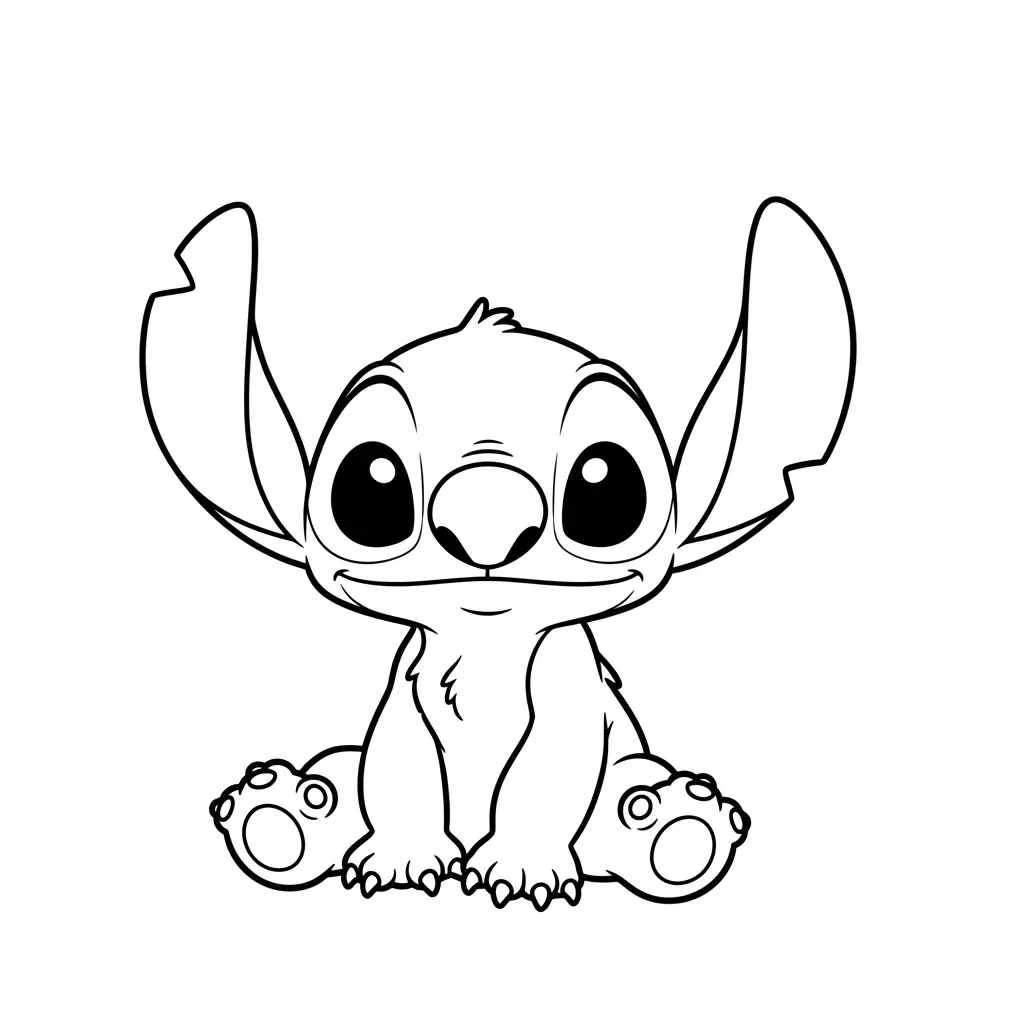 Desenho do Stitch em pose kawaii para colorir