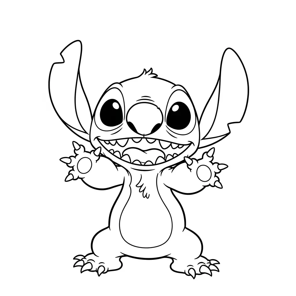 Desenho do Stitch em uma expressão facial engraçada para colorir