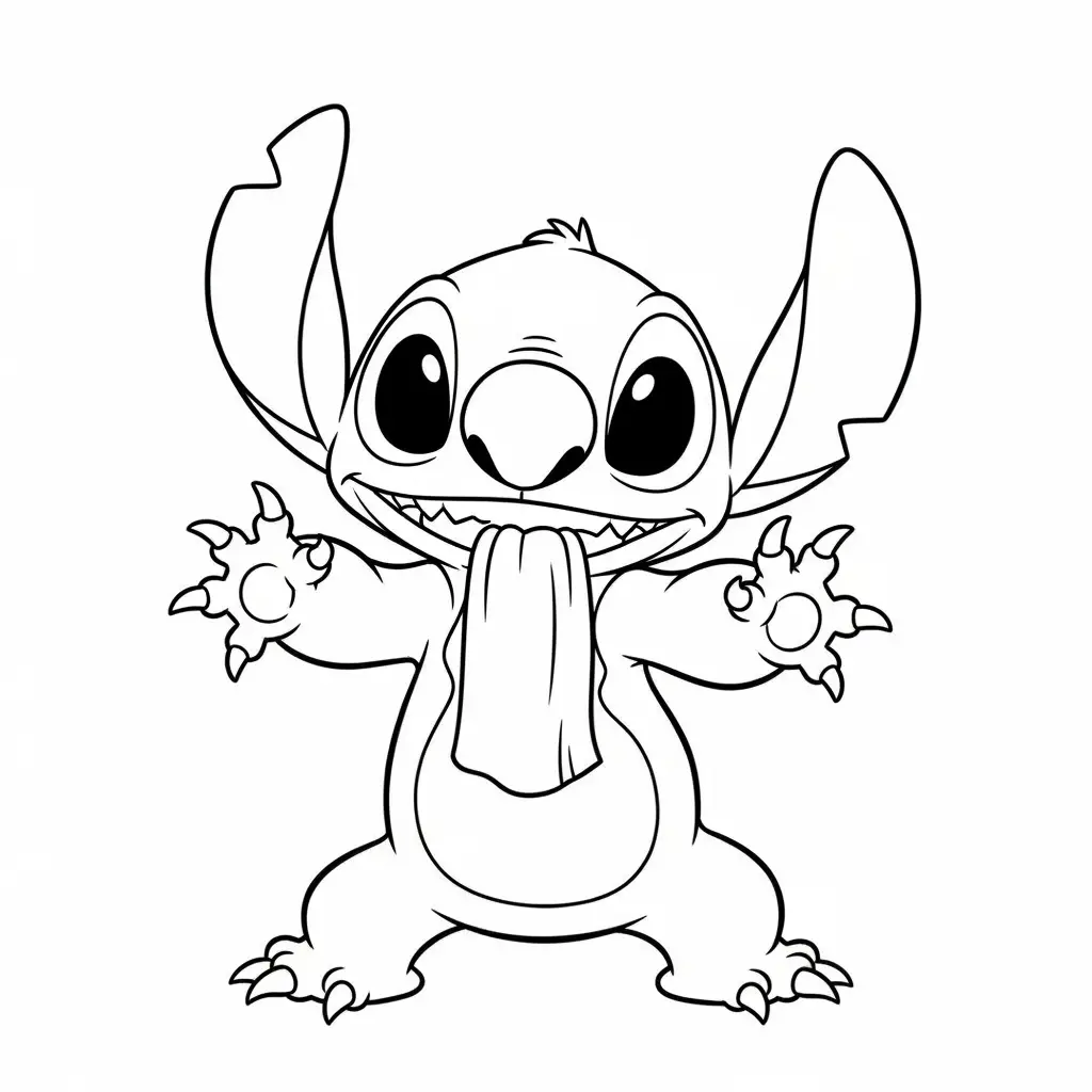 Desenho do Stitch fazendo travessuras para colorir