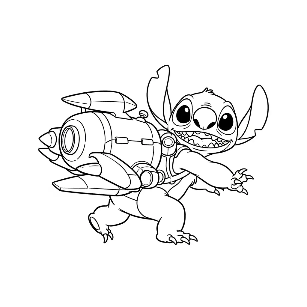 Desenho do Stitch voando para colorir