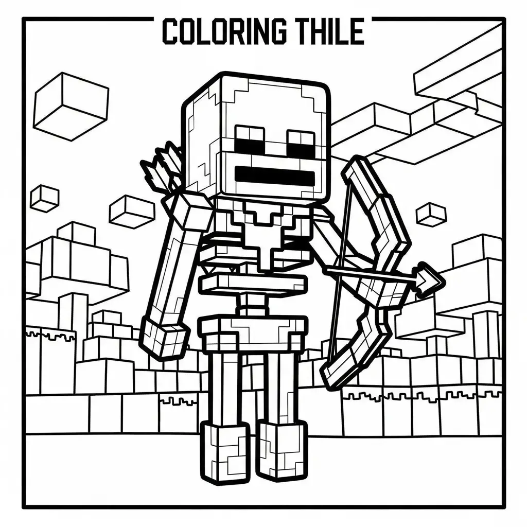 Desenho do esqueleto do Minecraft para colorir